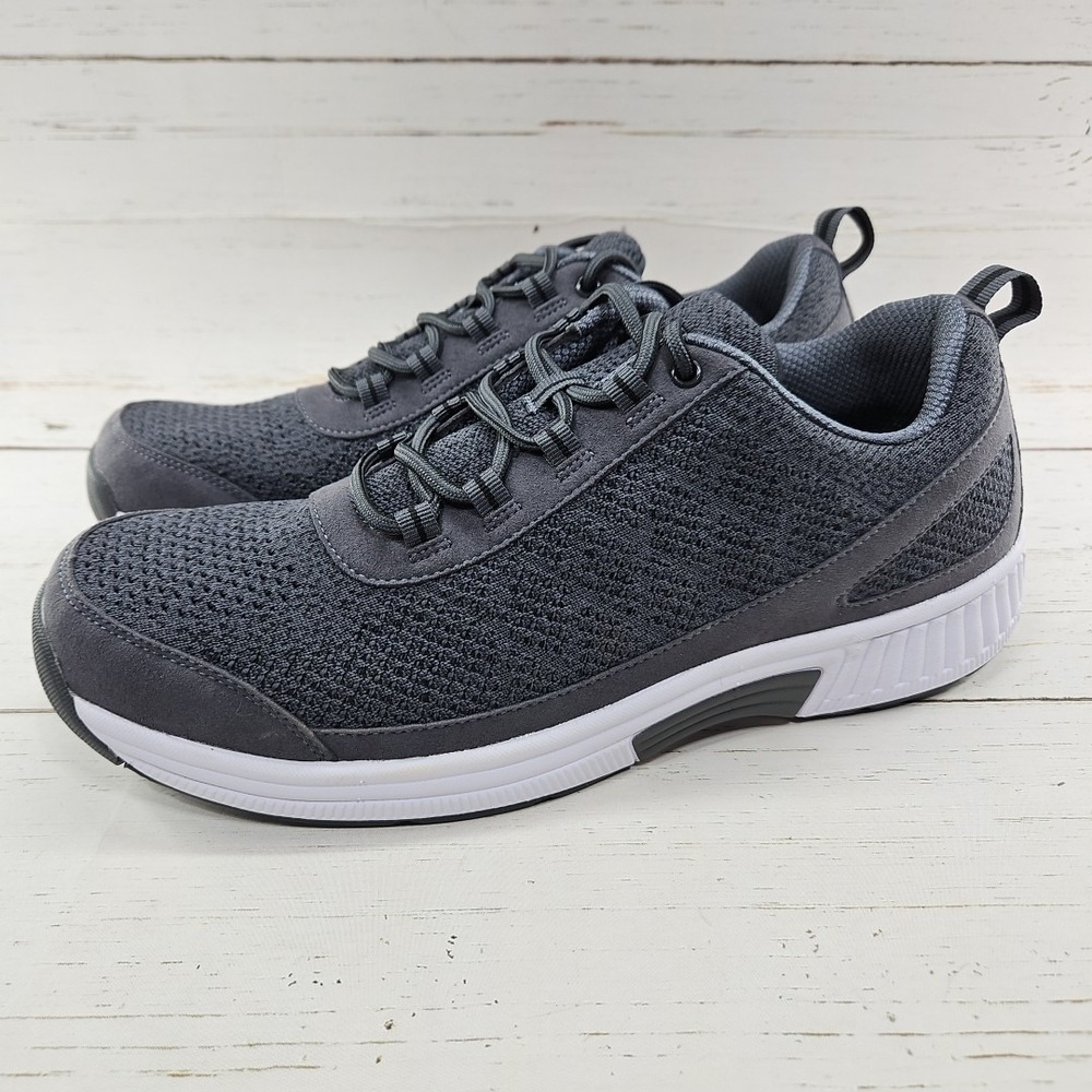 Orthofeet Lava Mens 13 D Gray Orthotic Stretch Knit Walking Shoes‎ Sneakers 614